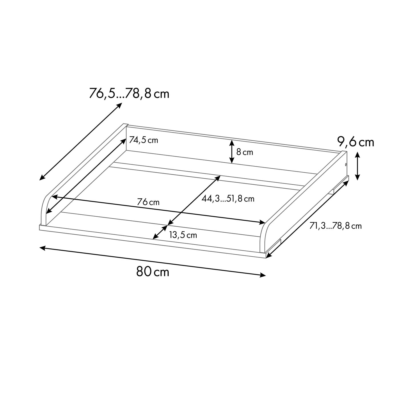 Shefa Kids Changing Top 800 Universal for IKEA Dressers, white