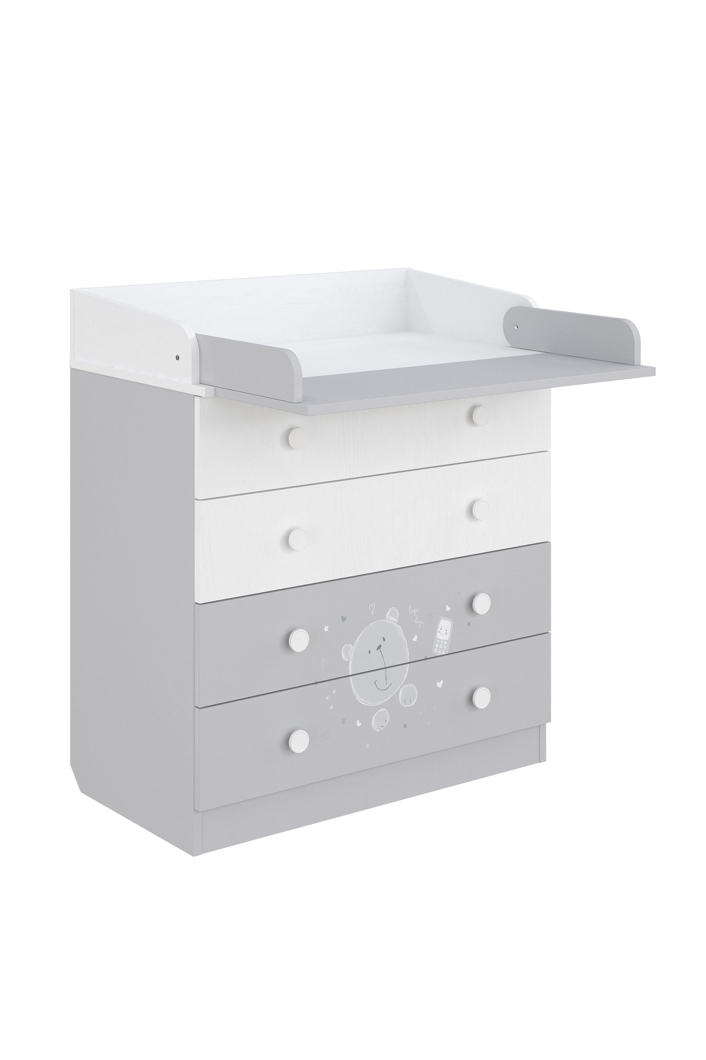Shefa Kids Changing Dresser 800 French Collection, Teddy, white-grey