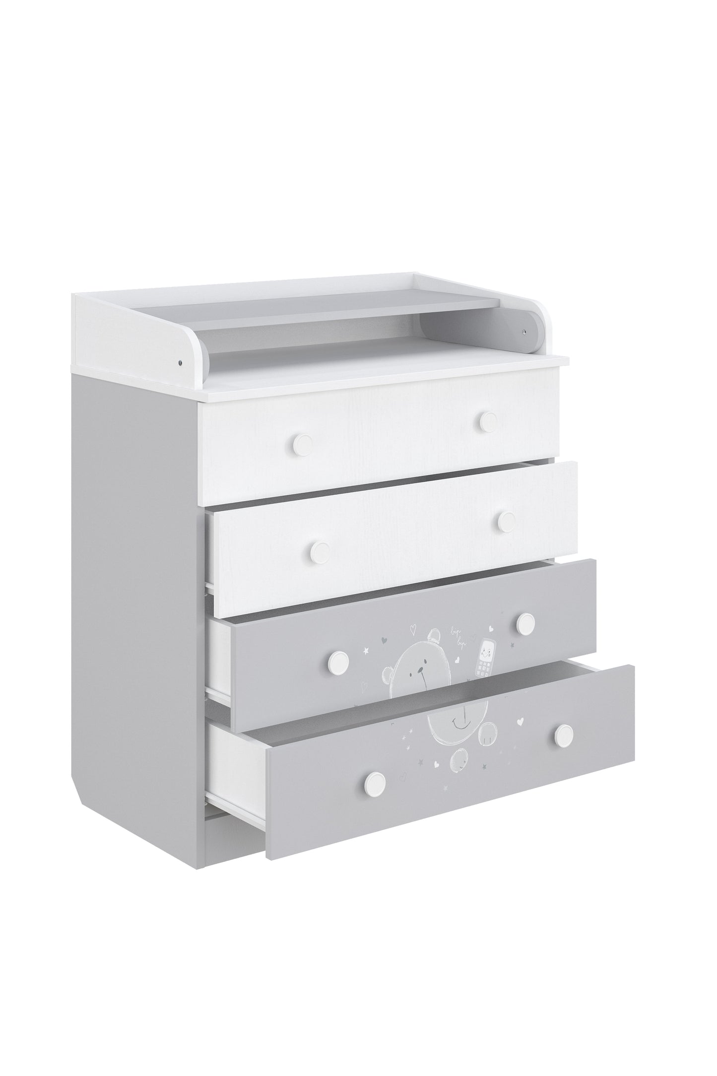 Shefa Kids Changing Dresser 800 French Collection, Teddy, white-grey