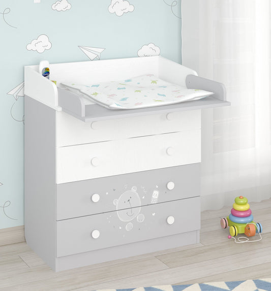 Shefa Kids Changing Dresser 800 French Collection, Teddy, white-grey