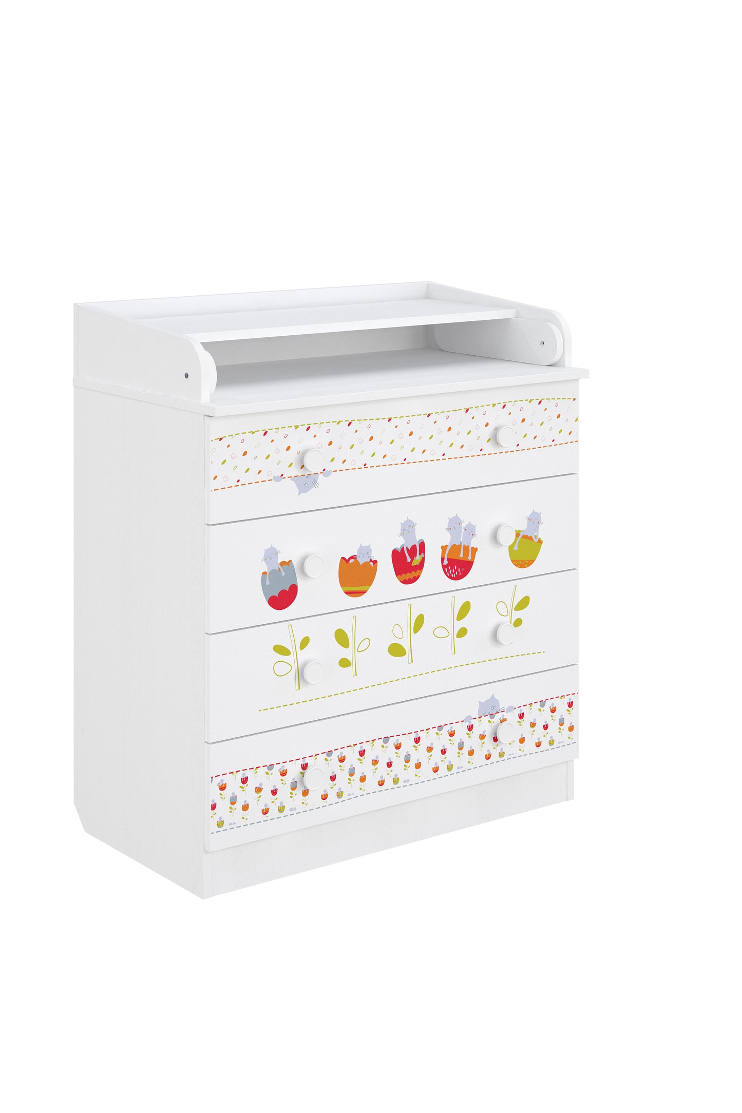 Shefa Kids Changing dresser Design line 800, Sleepy Kittens, white