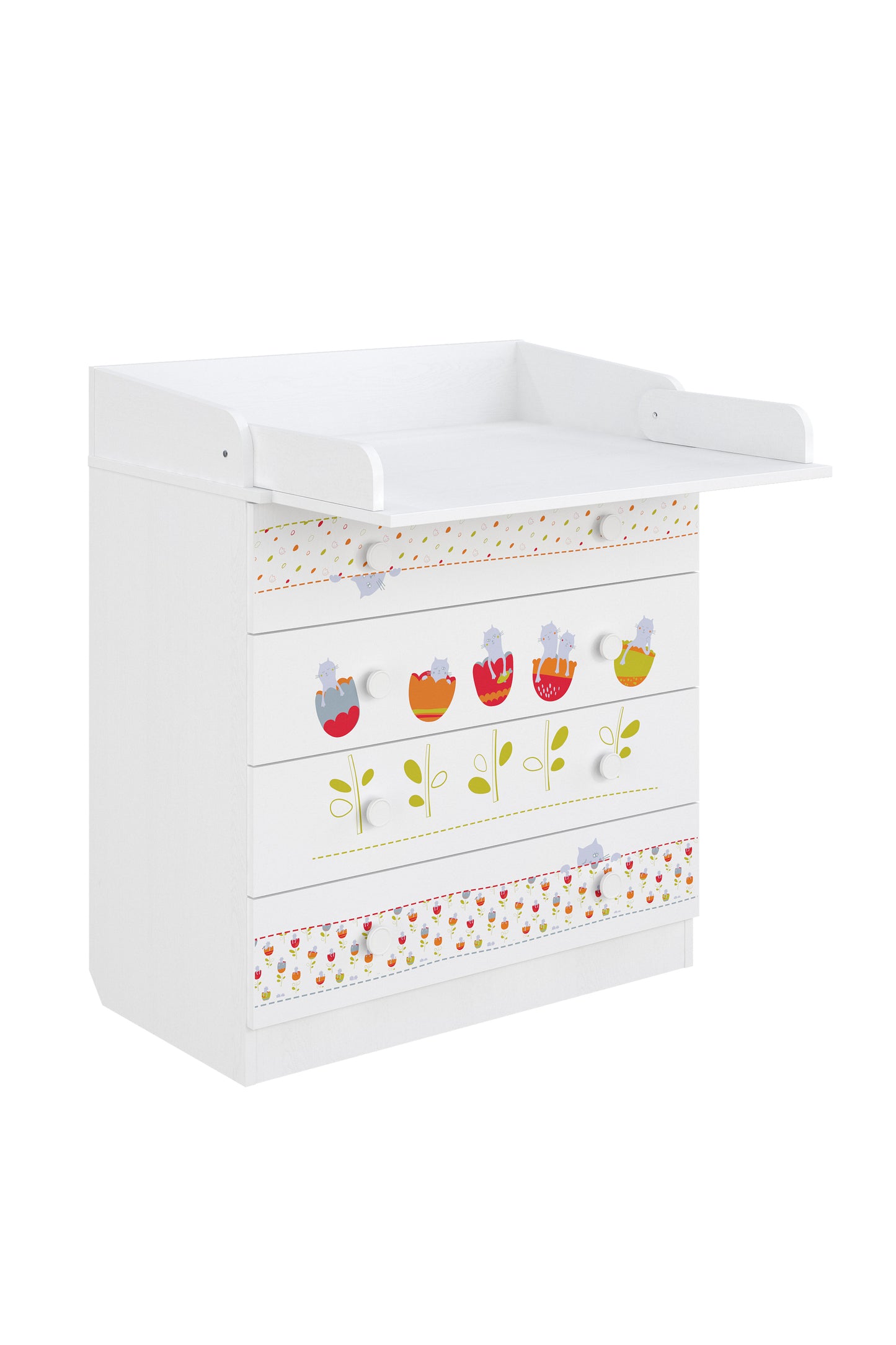 Shefa Kids Changing dresser Design line 800, Sleepy Kittens, white