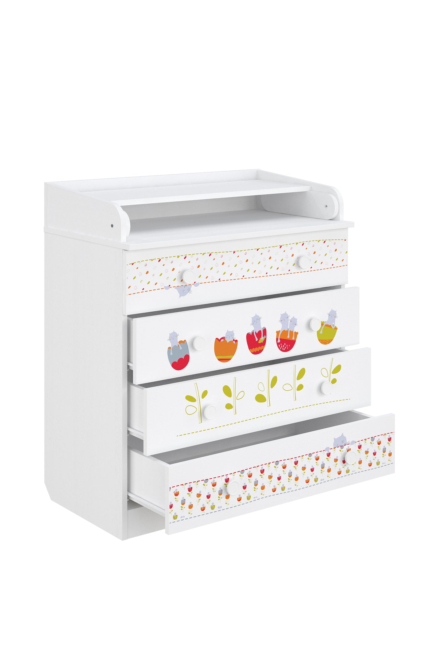 Shefa Kids Changing dresser Design line 800, Sleepy Kittens, white