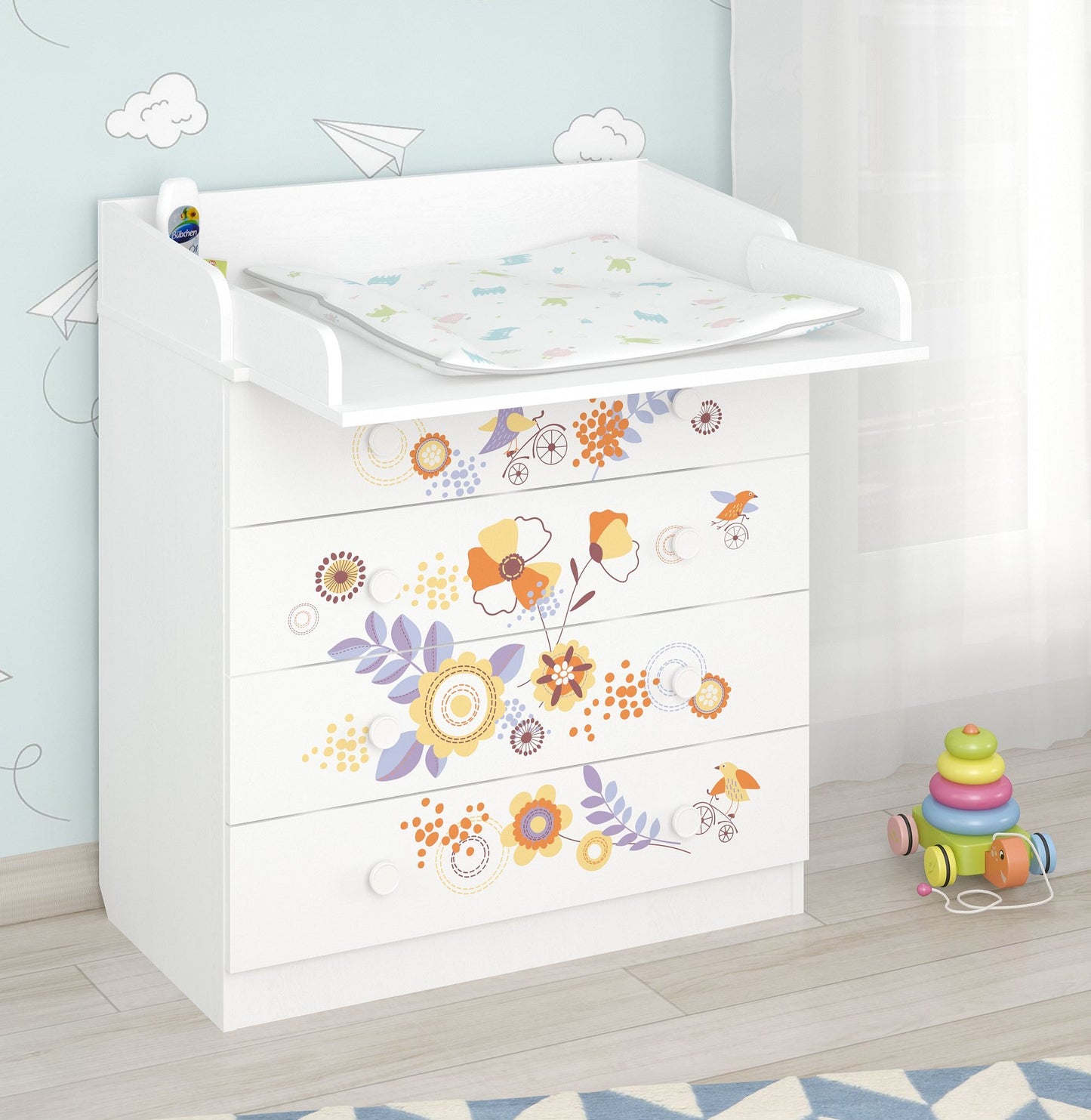 Shefa Kids Changing dresser Design line 800, Bike tour, white