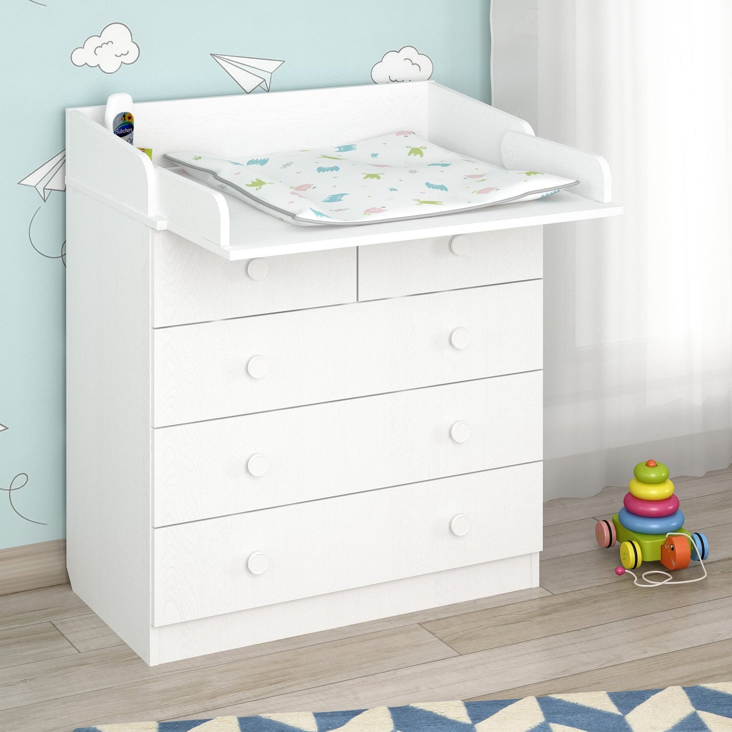 Shefa Kids Changing dresser Basic line 801, white with 5 drawers