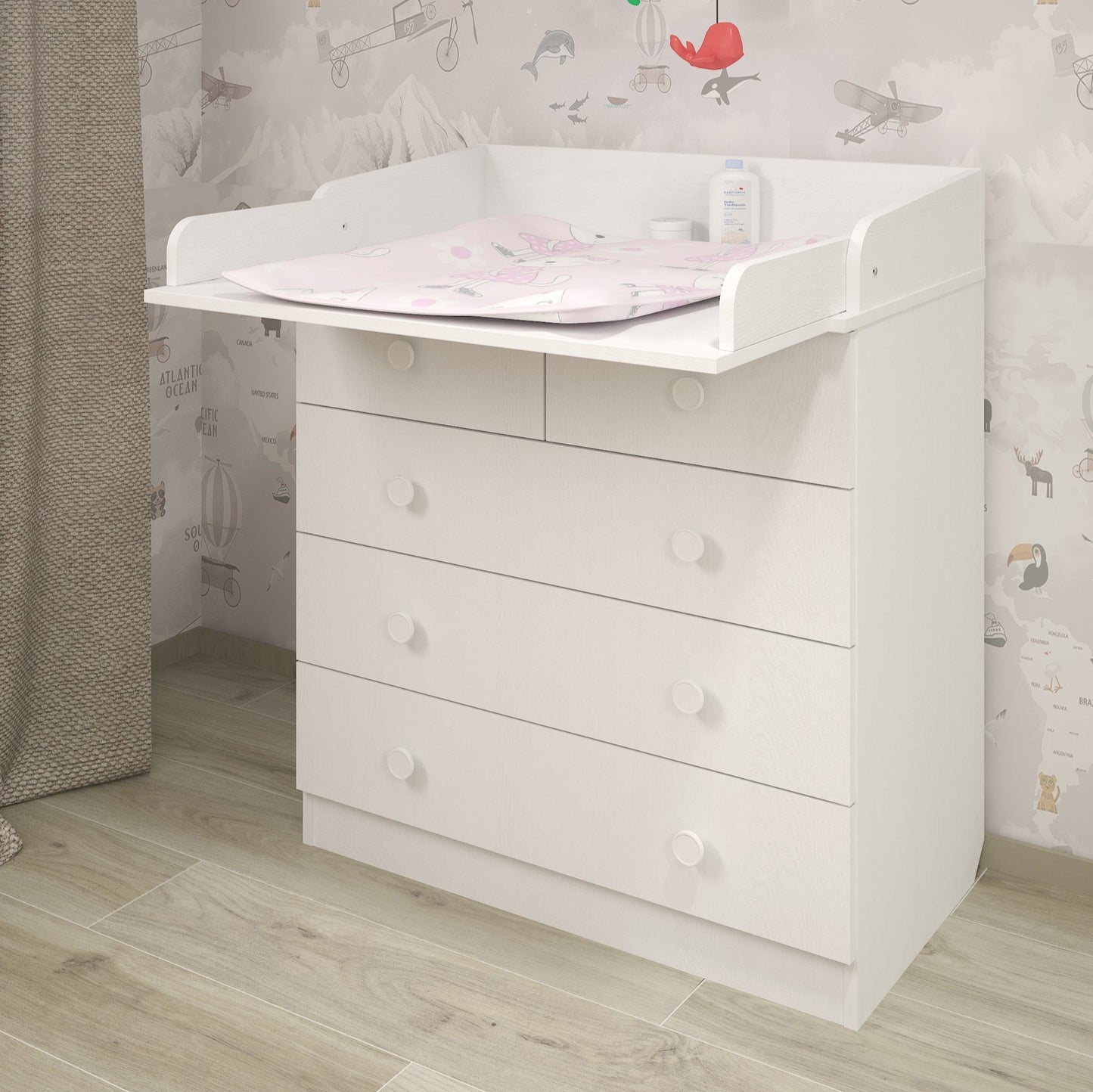 Shefa Kids Changing dresser Basic line 801, white with 5 drawers