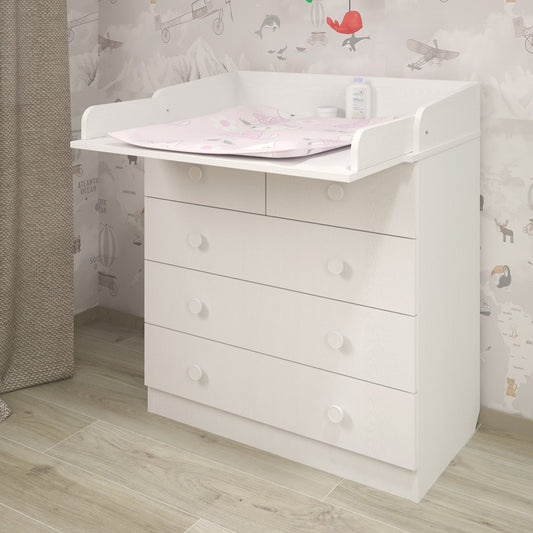 Shefa Kids Changing dresser Basic line 801, white with 5 drawers
