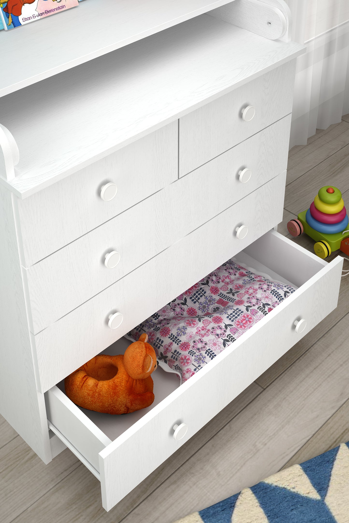 Shefa Kids Changing dresser Basic line 801, white with 5 drawers