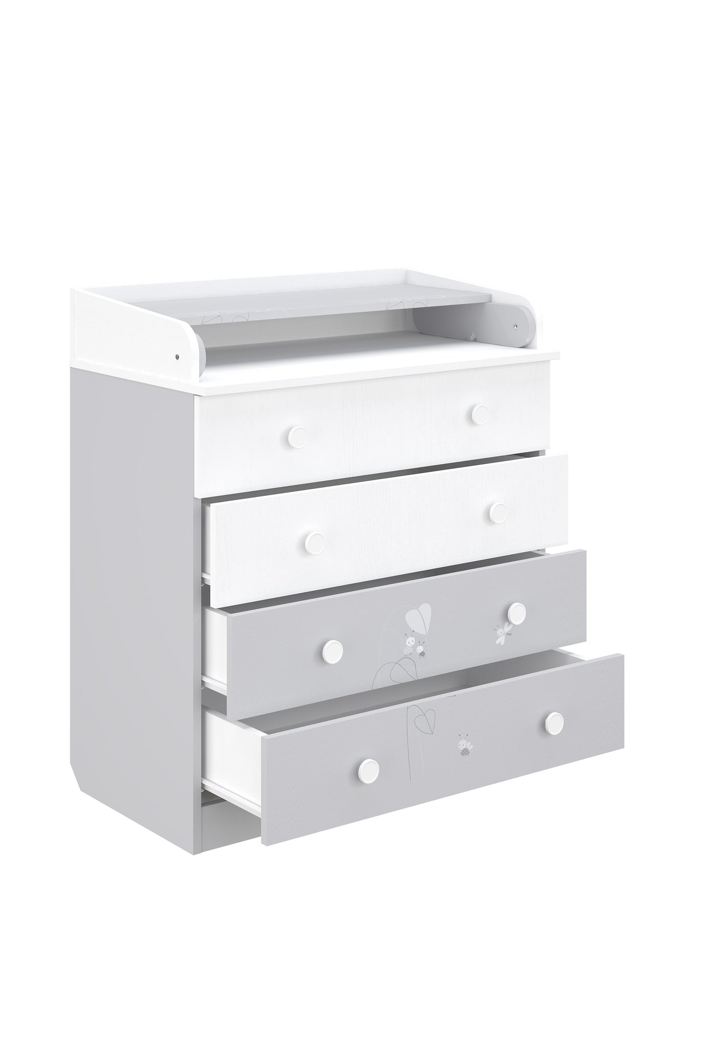 Shefa Kids Changing Dresser 800 French Collection, Amis, white-grey
