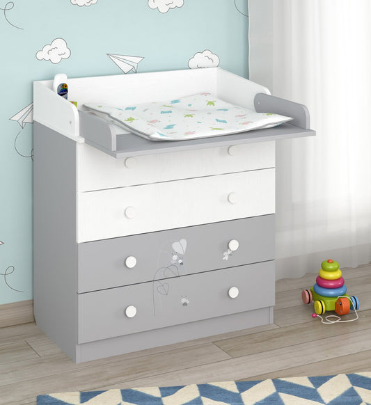 Shefa Kids Changing Dresser 800 French Collection, Amis, white-grey