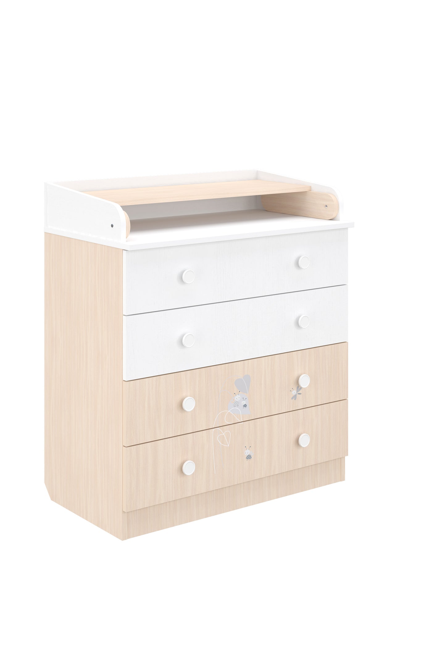 Shefa Kids Changing Dresser 800 French Collection, Amis, white-pastel oak