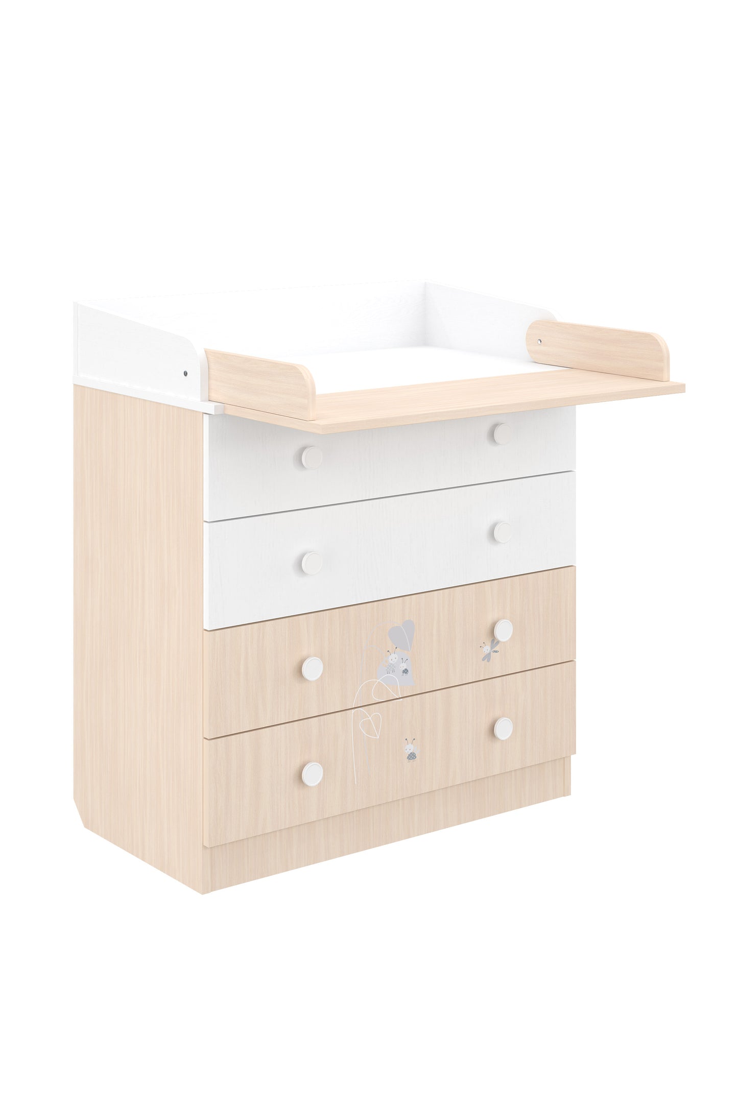 Shefa Kids Changing Dresser 800 French Collection, Amis, white-pastel oak