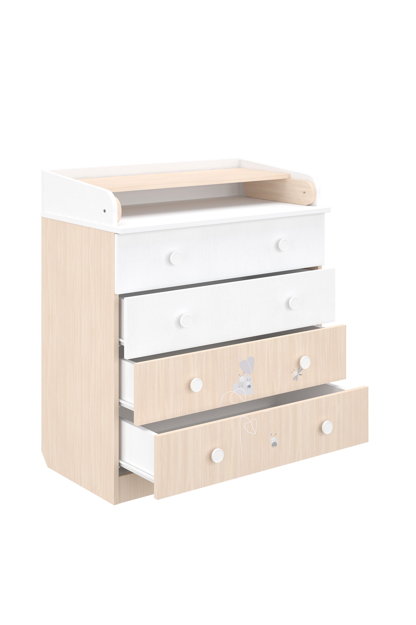 Shefa Kids Changing Dresser 800 French Collection, Amis, white-pastel oak