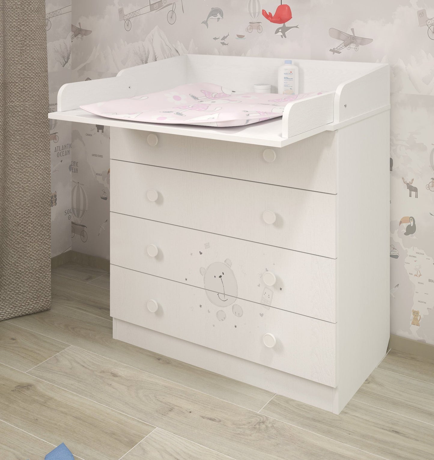 Shefa Kids Changing Dresser 800 French Collection, Teddy, white