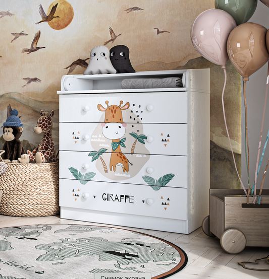 Shefa Kids Changing dresser Design line 800, Giraffe, white