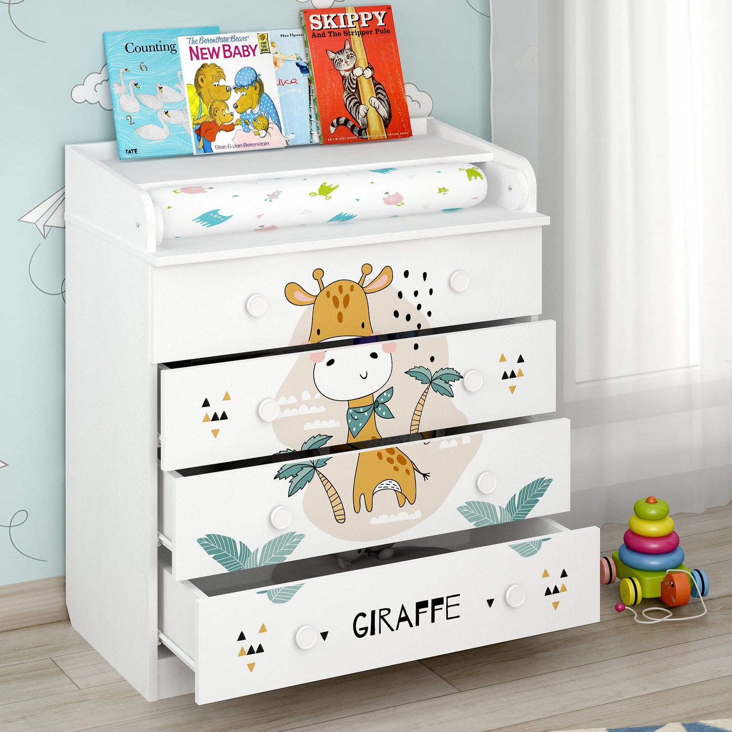 Shefa Kids Changing dresser Design line 800, Giraffe, white