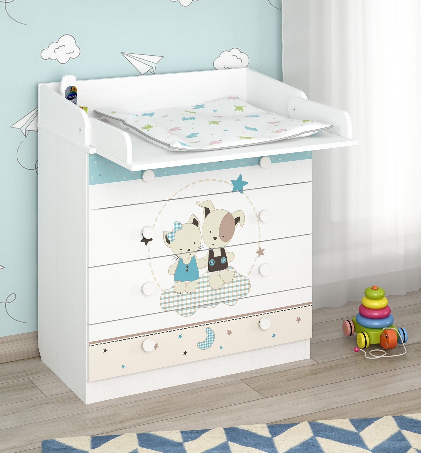 Shefa Kids Changing dresser Design line 800, Best friends, white