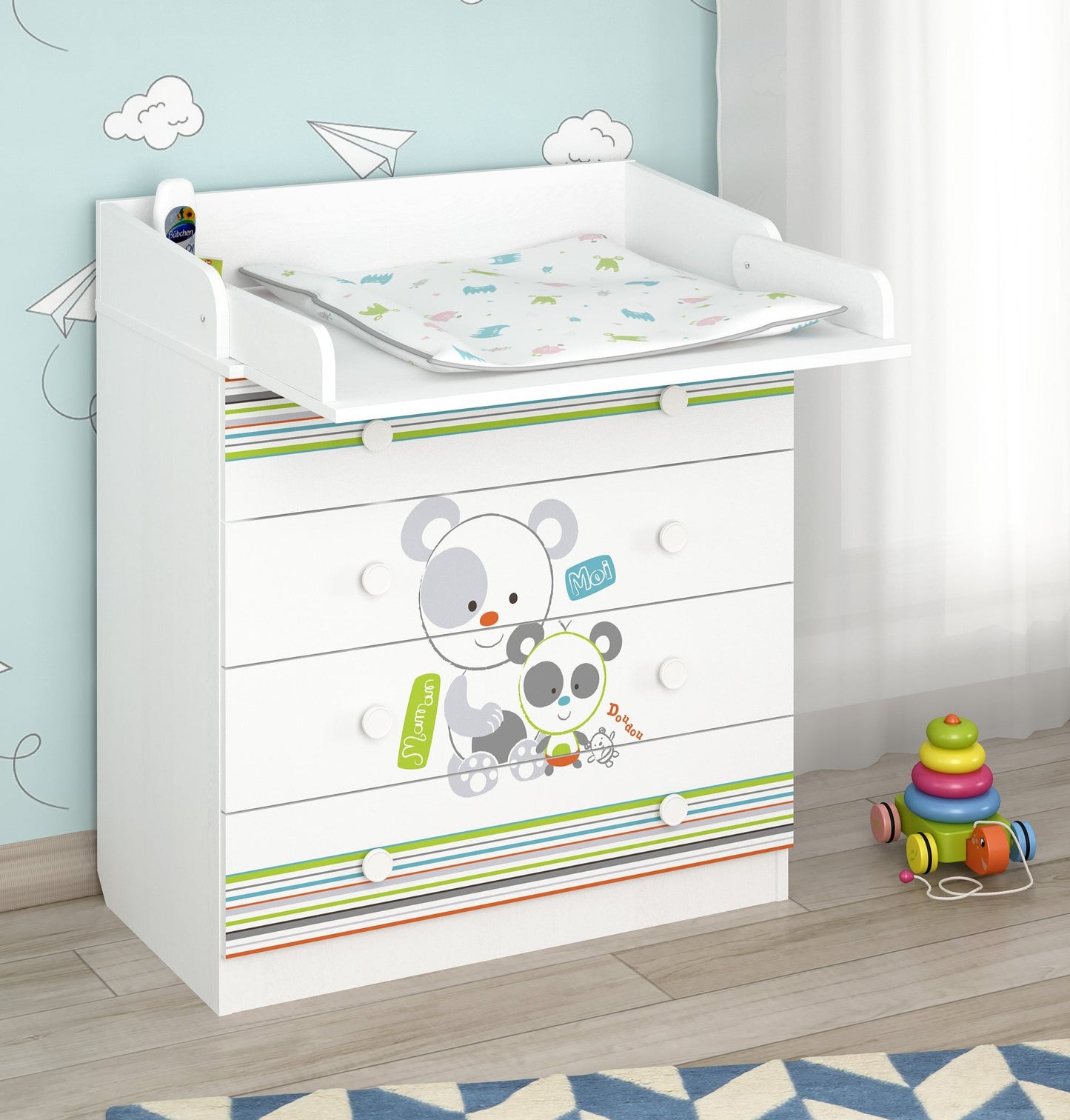 Shefa Kids Changing dresser Design line 800, Pandas, white