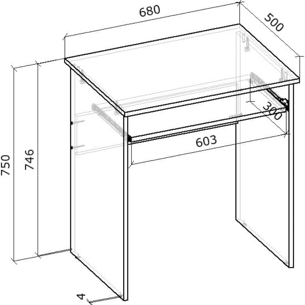 Computer Desk Shefa Line LUNA 68x50 cm Sonoma Oak