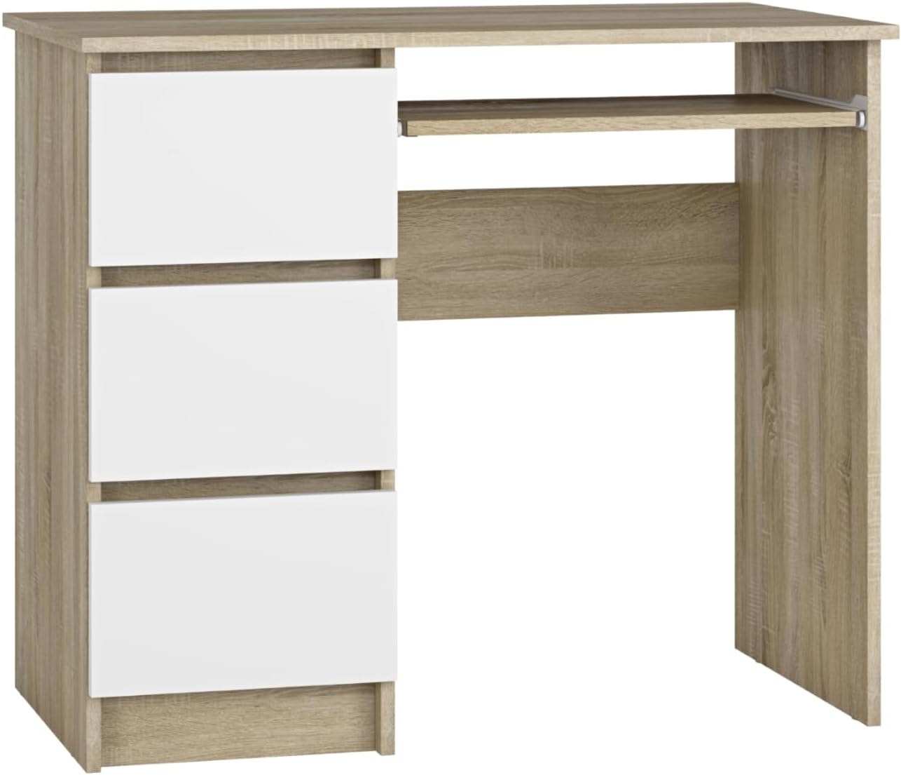 Shefa Line CINA Computer Desk 90x50 cm, Workstation with 3 Drawers, Sonoma oak-white