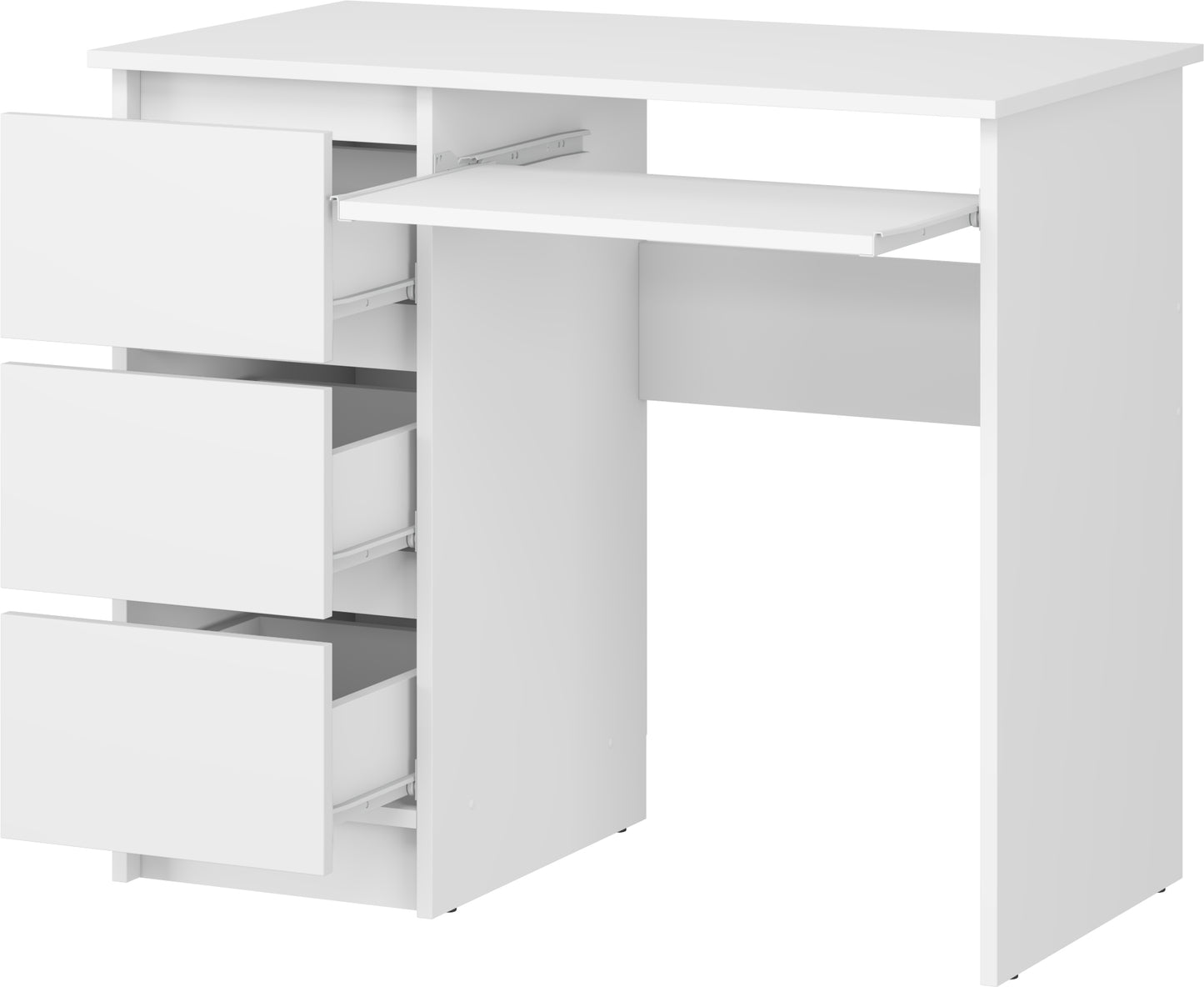 Shefa Line CINA Computer Desk 90x50 cm, Workstation with 3 Drawers, white