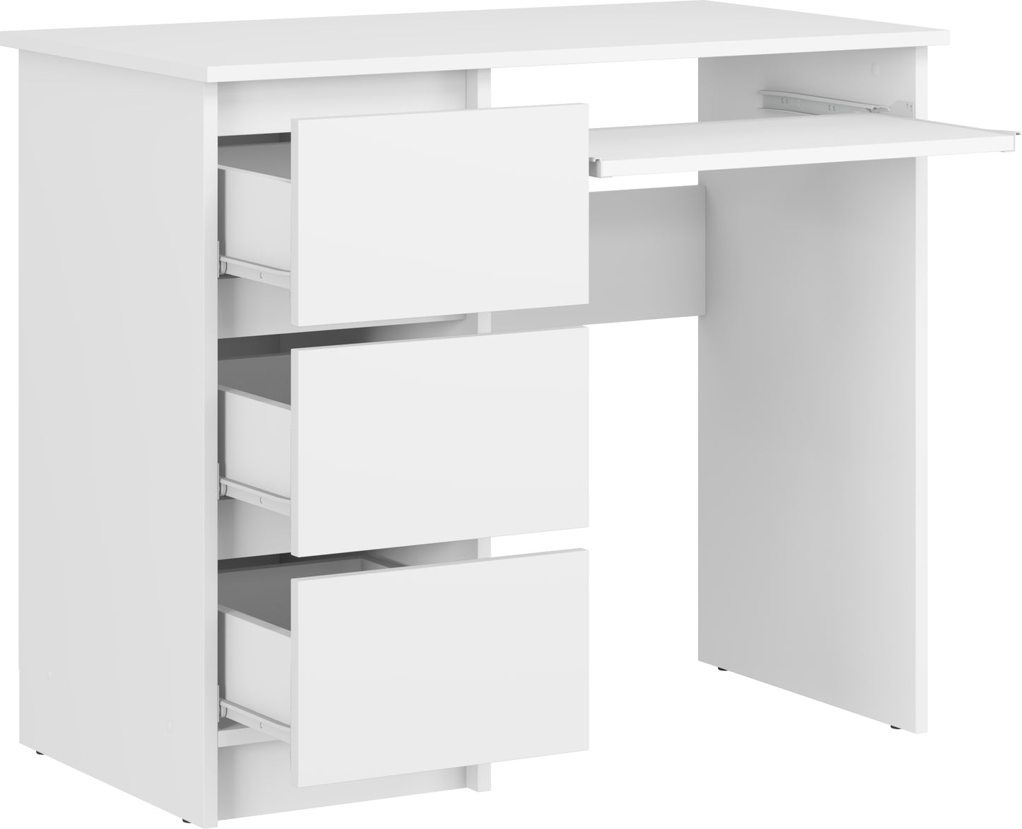 Shefa Line CINA Computer Desk 90x50 cm, Workstation with 3 Drawers, white