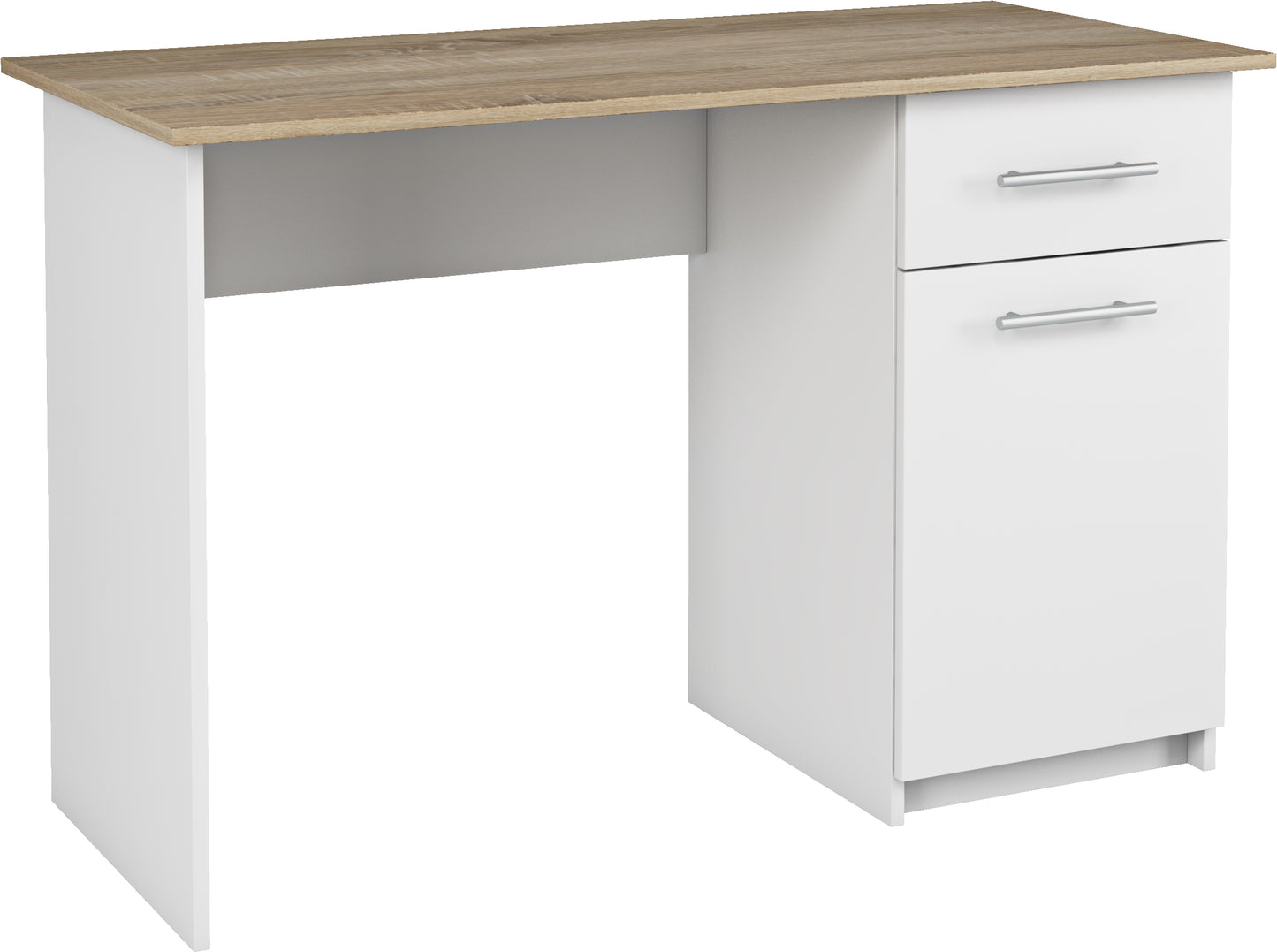 Shefa Line MIX Computer desk 120x55 cm, Workstation with Storage Cabinet, Sonoma oak-white