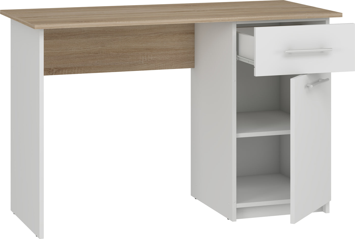 Shefa Line MIX Computer desk 120x55 cm, Workstation with Storage Cabinet, Sonoma oak-white