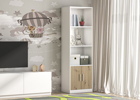 Shefa Line KLIO Book Сase 60x40x194 cm, White&Artizan oak