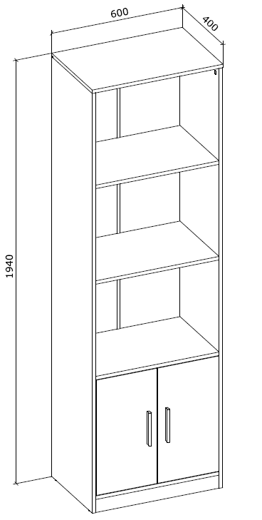 Shefa Line KLIO Book Сase 60x40x194 cm, White&Artizan oak