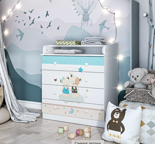 Shefa Kids Changing dresser Design line 800, Best friends, white