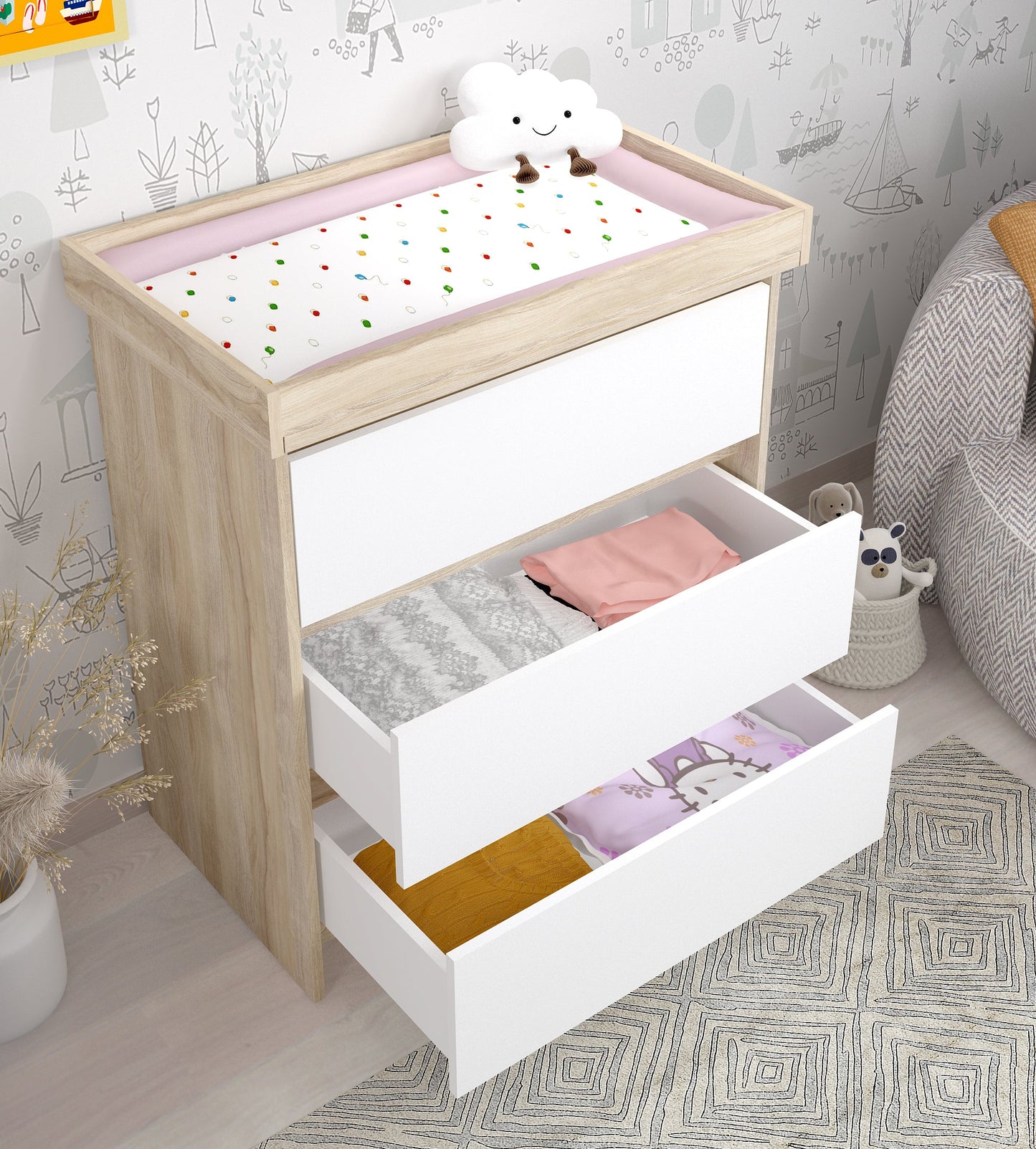 Shefa Kids Changing unit Basic line 880, Elm-white