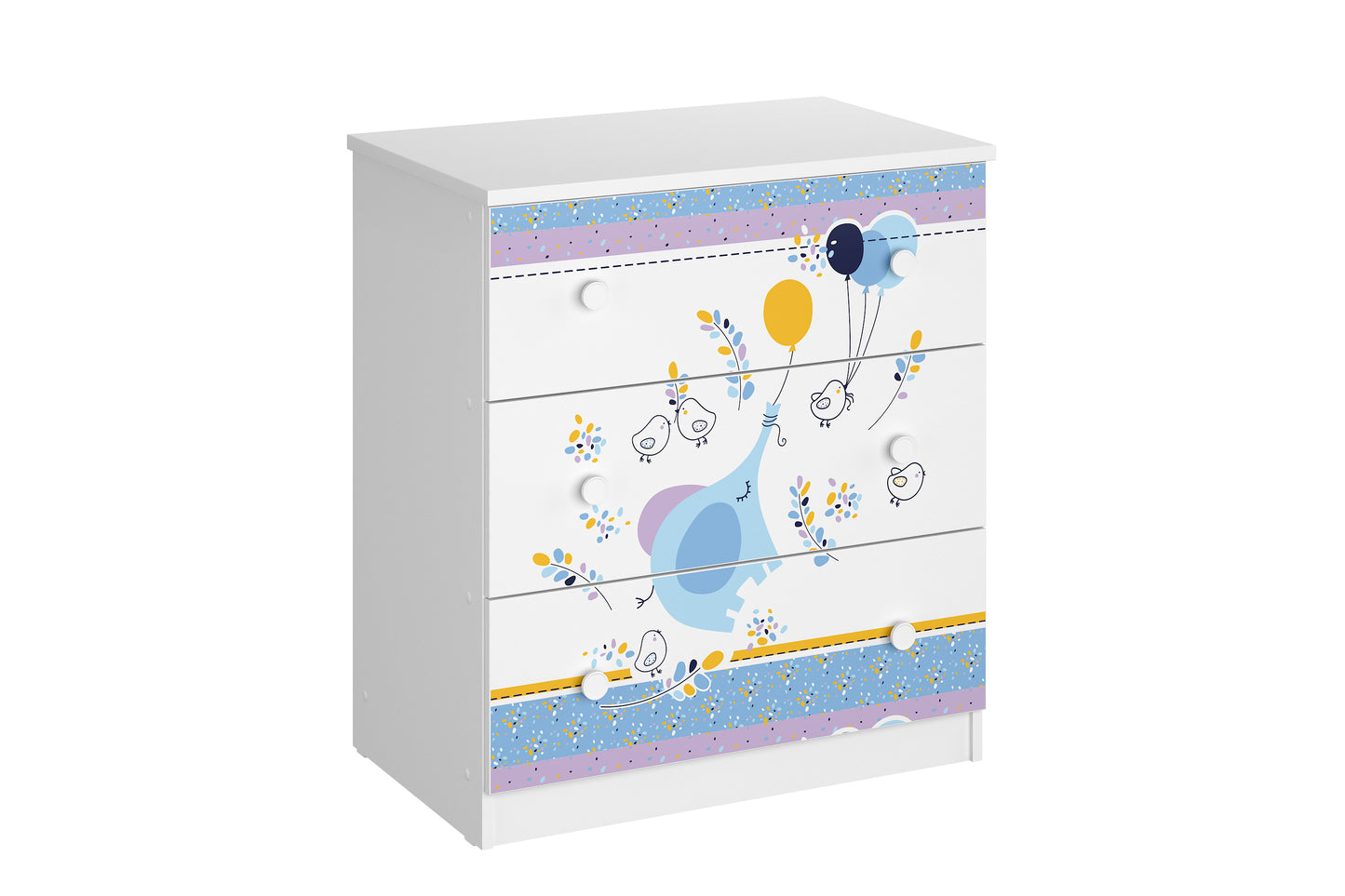 Shefa Kids Changing Dresser Design line 888 white, Elephant with balloon