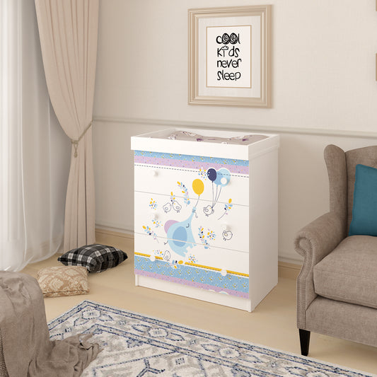 Shefa Kids Changing Dresser Design line 888 white, Elephant with balloon