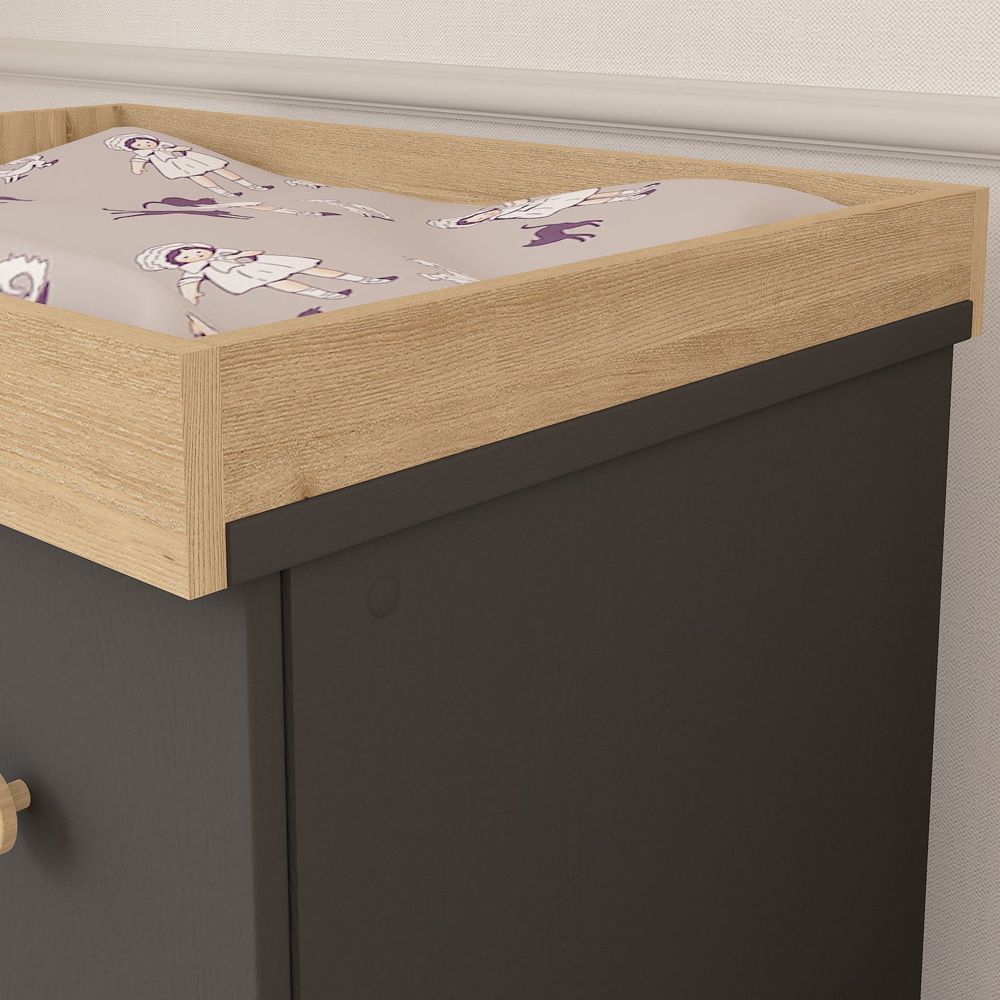 Shefa Kids Changing Dresser Design line 888 Graphite - Cremona Oak