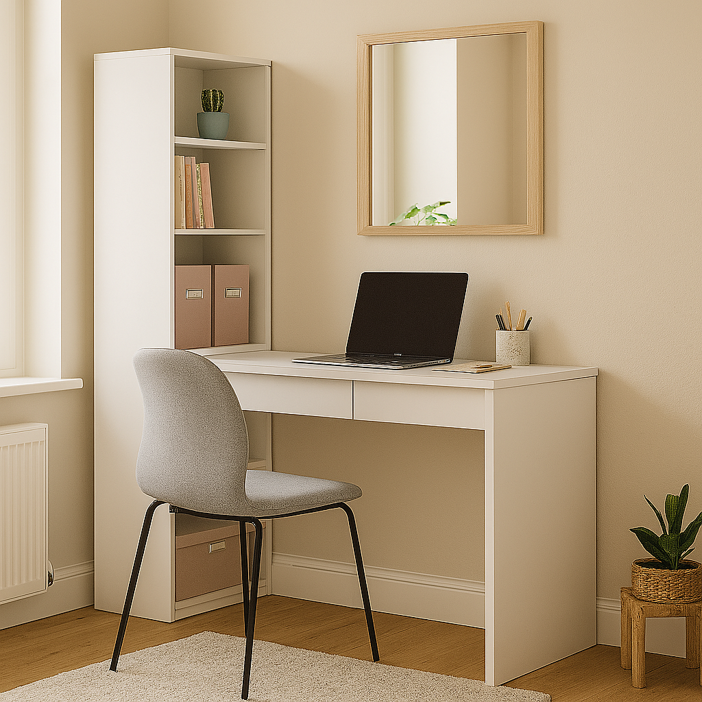 Shefa Line Workstation Elliot White, 120х53 / 150 cm