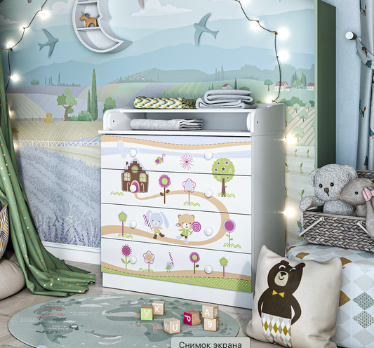 Shefa Kids Changing dresser Design line 800, Gingerbread house, white