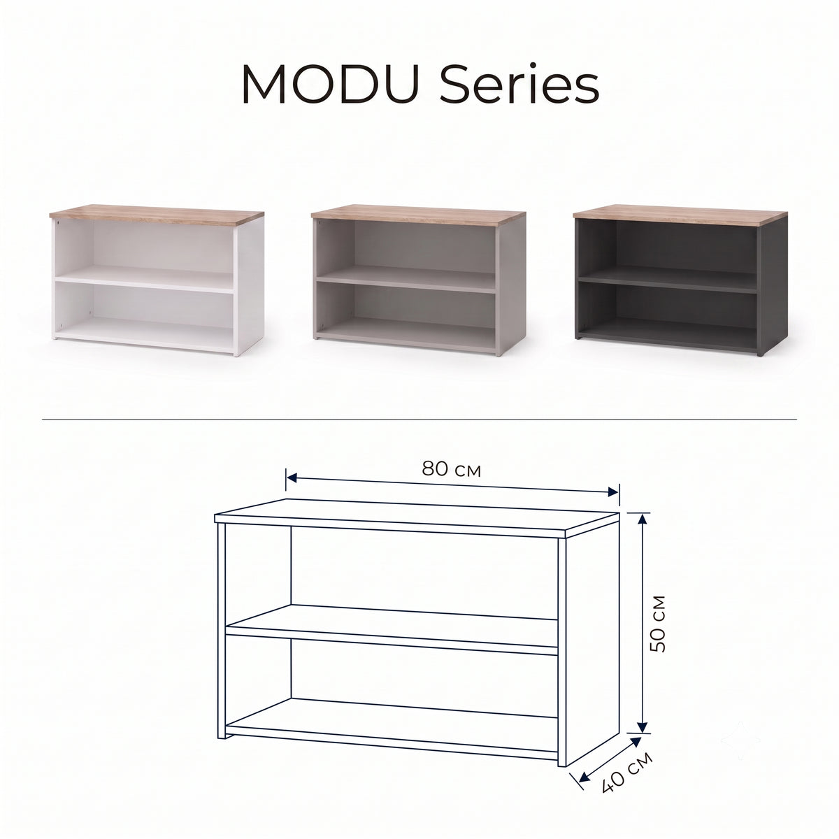 Shefa Line MODU 80 Open Storage Unit, Graphite/Wotan Oak
