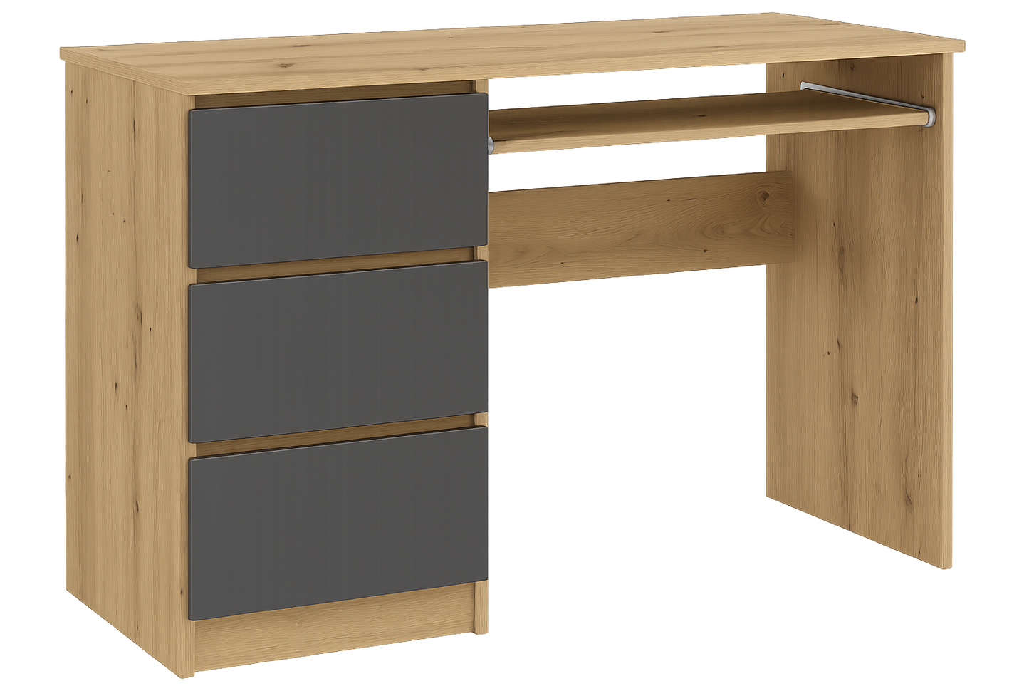Shefa Line CINA Computer Desk 90x50 cm, Workstation with 3 Drawers, Graphite & Artisan Oak