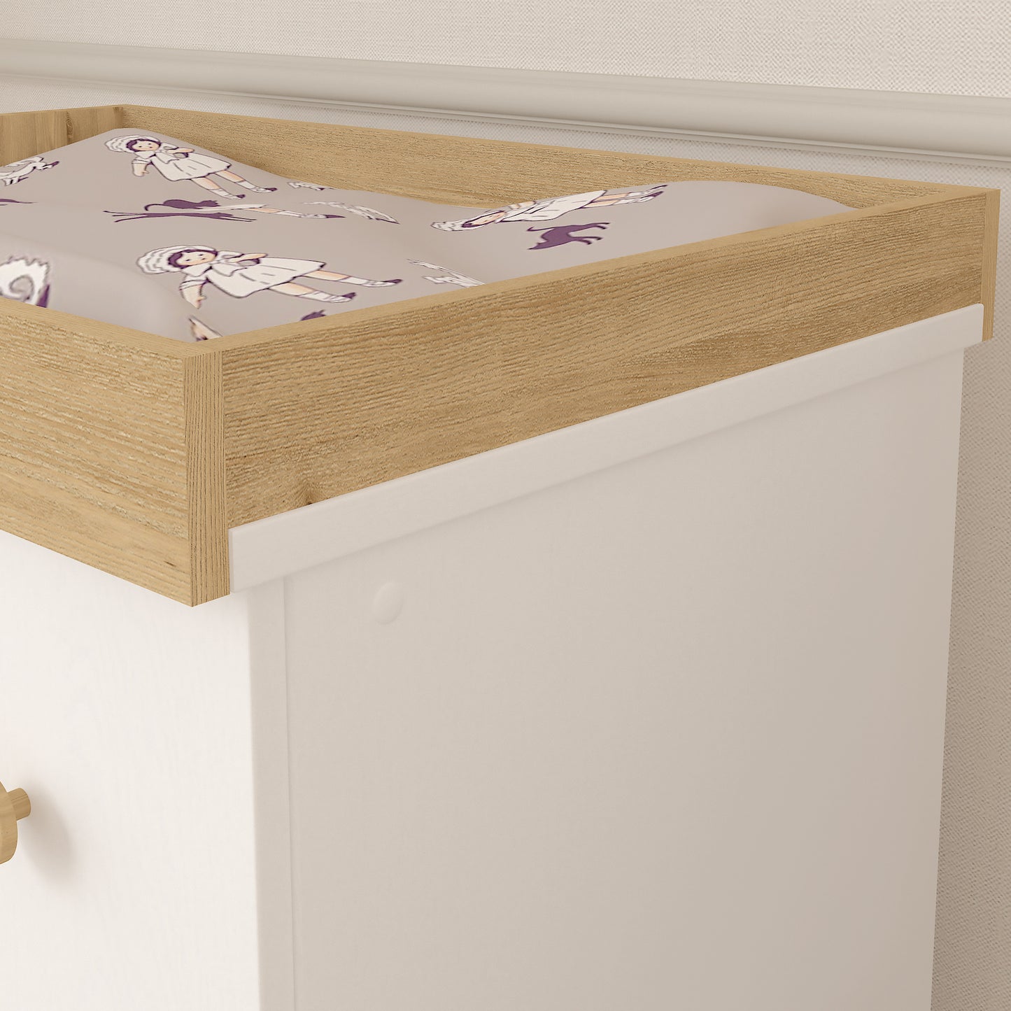 Shefa Kids Changing Dresser Design line 888 White - Oak top
