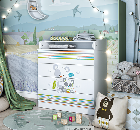Shefa Kids Changing dresser Design line 800, Pandas, white
