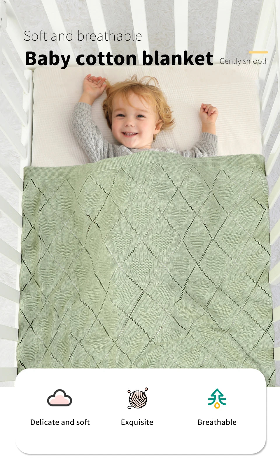 Shefa Kids Baby Blankets Quilts 90*70cm Super Soft Cotton