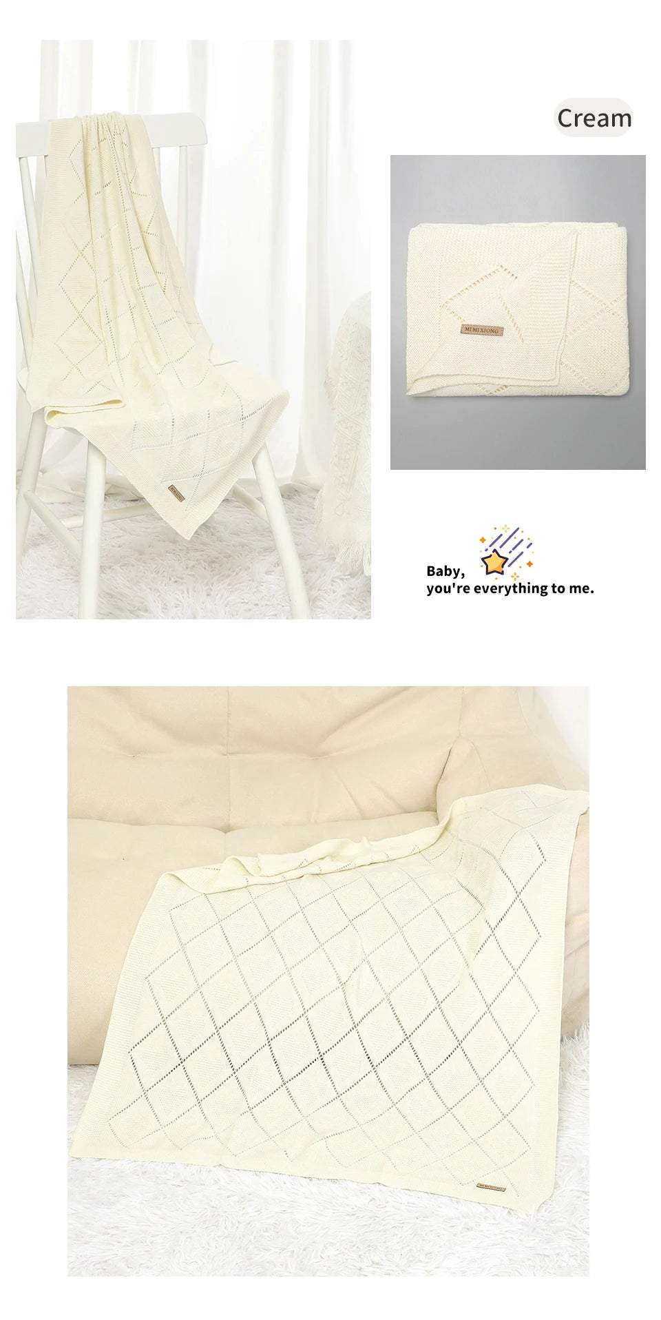 Shefa Kids Baby Blankets Quilts 90*70cm Super Soft Cotton