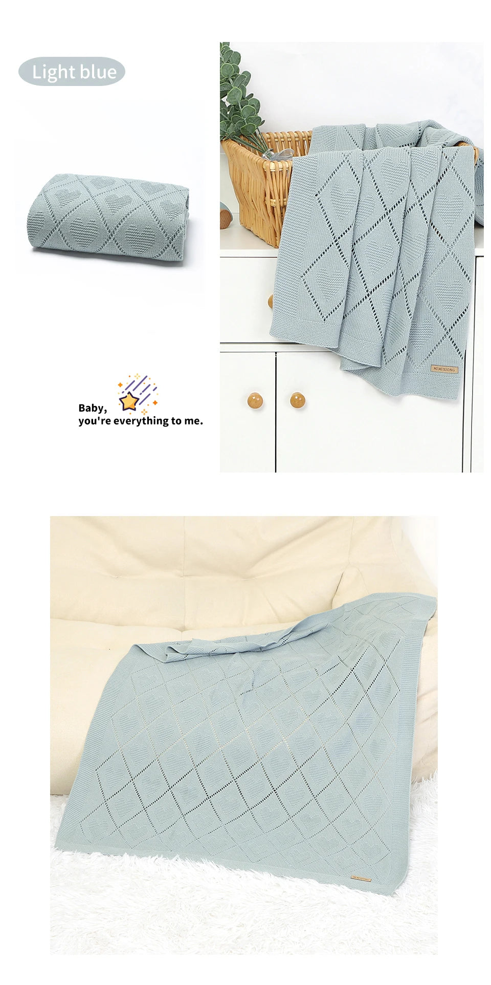 Shefa Kids Baby Blankets Quilts 90*70cm Super Soft Cotton