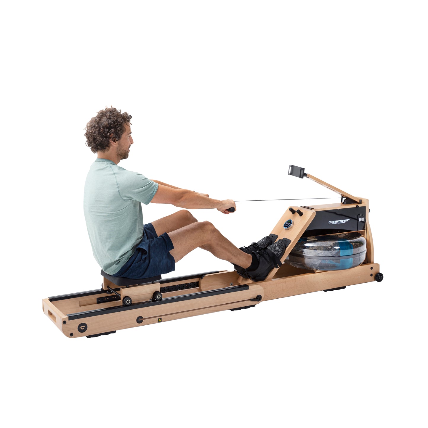 Wooden water rower WP 5000 with Kinomap, incl. Heart rate receiver