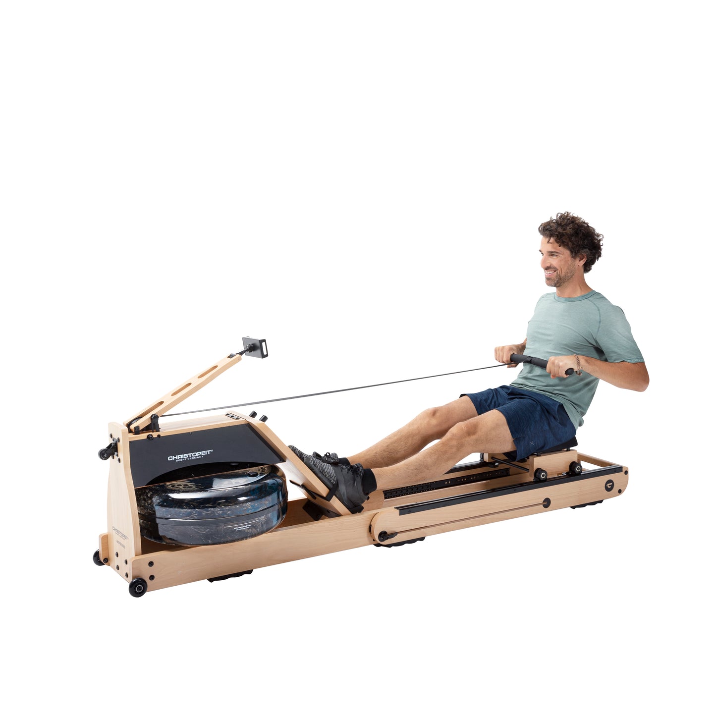 Wooden water rower WP 5000 with Kinomap, incl. Heart rate receiver