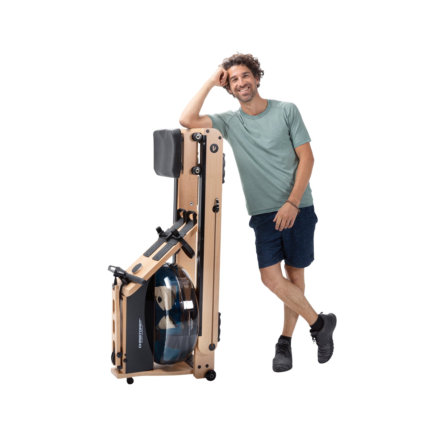 Wooden water rower WP 5000 with Kinomap, incl. Heart rate receiver