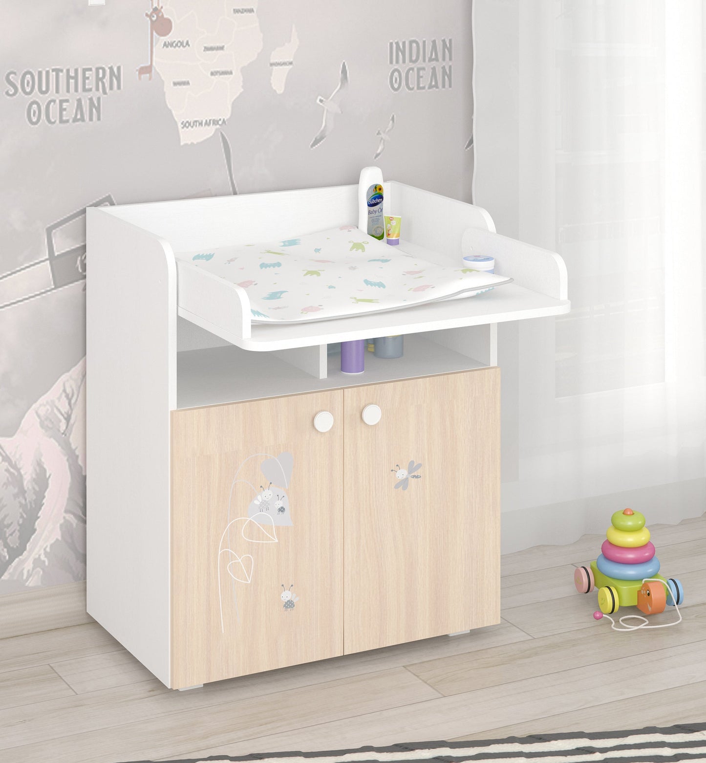 Shefa Kids Changing Unit 700 French Collection, Amis, white-pastell oak