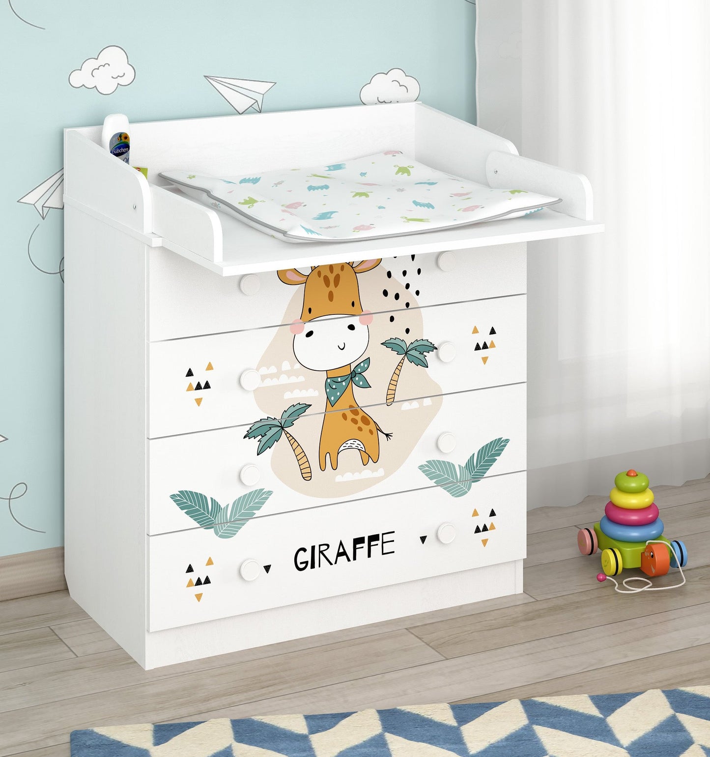 Shefa Kids Changing dresser Design line 800, Giraffe, white