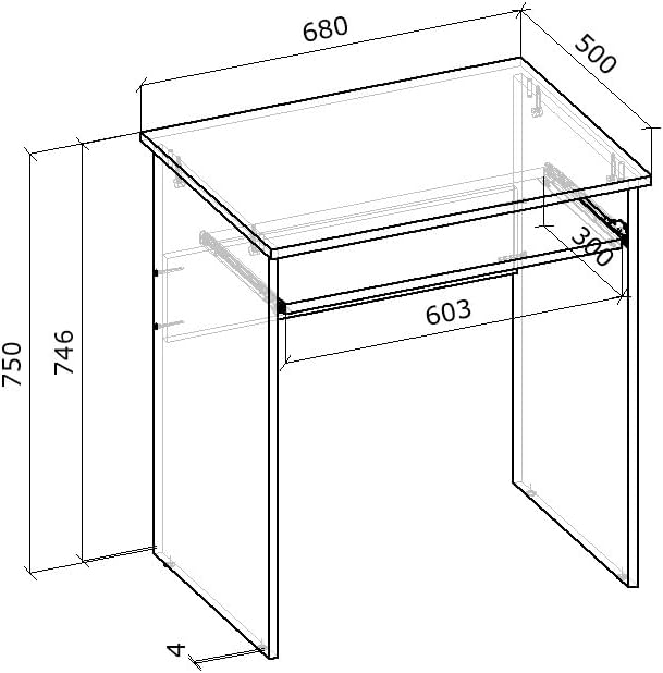 Shefa Line LUNA Computer Desk 68x50 cm Sonoma Oak Compact Table